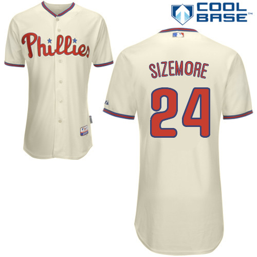 Grady Sizemore #24 Youth Baseball Jersey-Philadelphia Phillies Authentic Alternate White Cool Base Home MLB Jersey